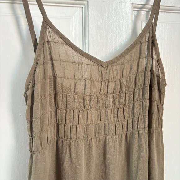 MM6 Maison Margiela Dress Brown Short Mini Sheer Summer Shirred Straps size 44 8 - Picture 2 of 8